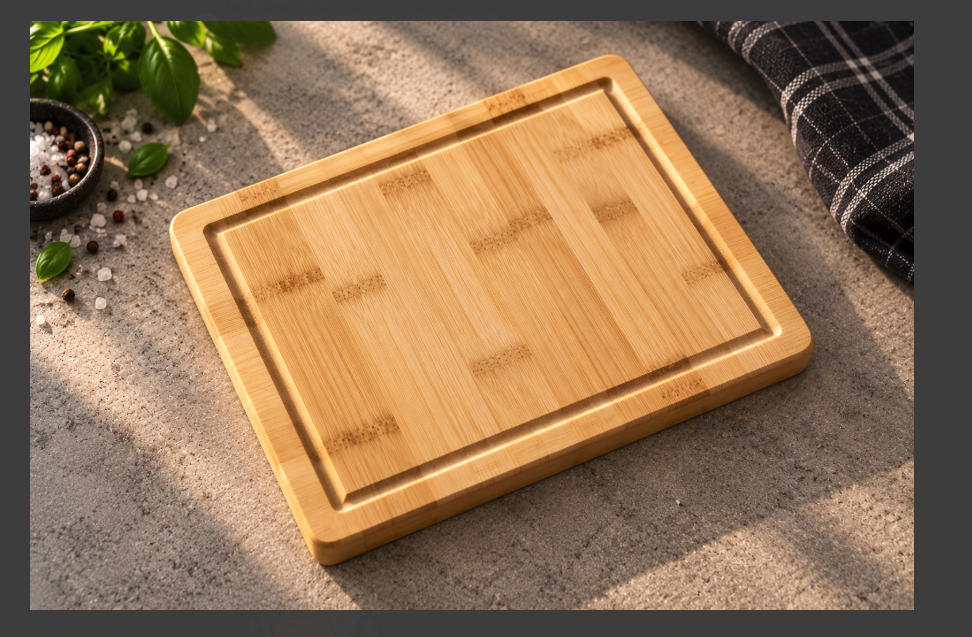 Bambusbrett mit Saftrille – Gestaltungsbeispiel
